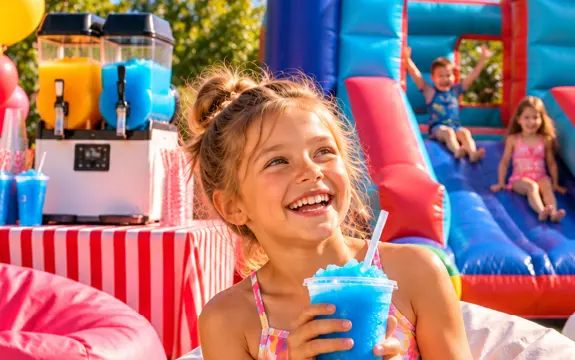 Purfect Events inflatable jumping castle set up on a lawn